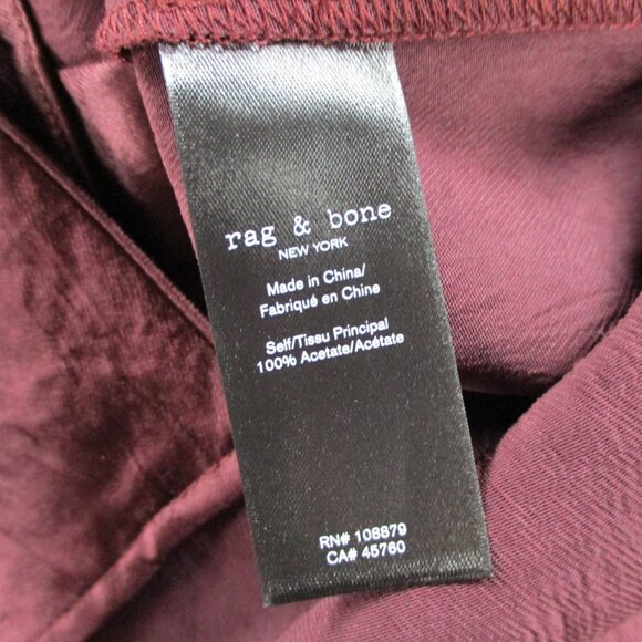 Rag & Bone Top Womens Small Solid Burgundy Satin Silky Flowy Button Up Shirt - Picture 5 of 9